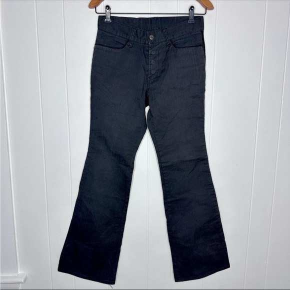 Vtg 5351 Pour Les Hommes Size 1 (28x31) Black Button Fly Flared Denim Jeans Pant - Picture 1 of 13